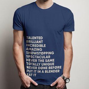 talented quote blue tee